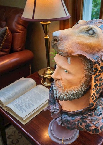 Kahverengi Aslan Kafası Herkül Büstü - Görsel 3