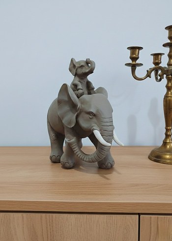 Yavrulu Fil Biblo Heykel - Görsel 3