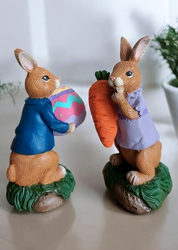 Pastel Renkli Tavşan İkili Biblo - Görsel 2