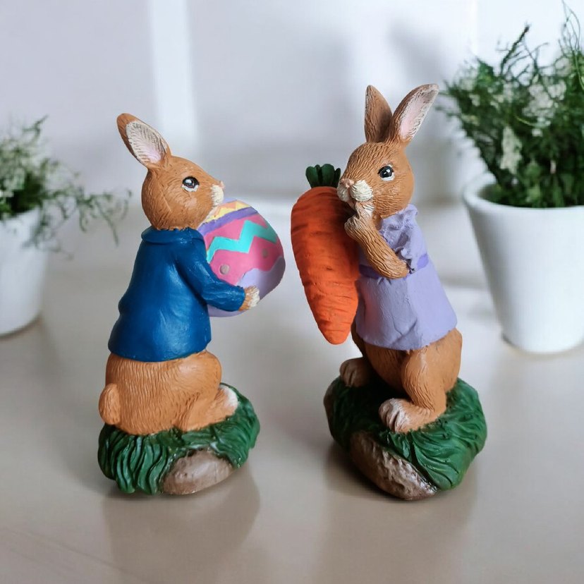 Pastel Renkli Tavşan İkili Biblo - Görsel 2