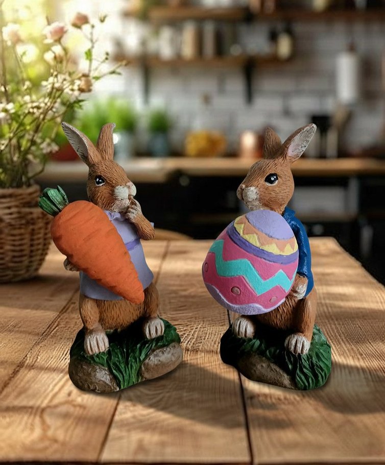 Pastel Renkli Tavşan İkili Biblo - Görsel 3