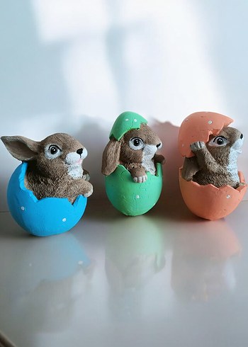 3 lü Pastel Renkli Tavşan Figürleri - Görsel 3