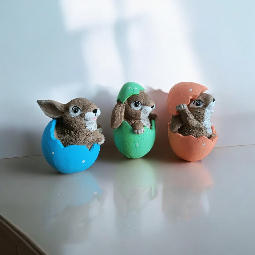 3 lü Pastel Renkli Tavşan Figürleri - Görsel 3