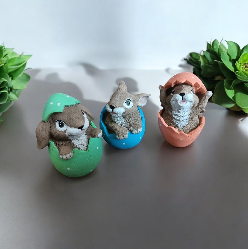 3 lü Pastel Renkli Tavşan Figürleri - Görsel 5