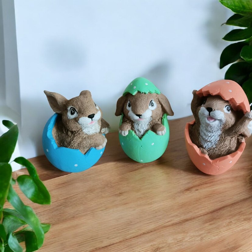 3 lü Pastel Renkli Tavşan Figürleri - Görsel 2
