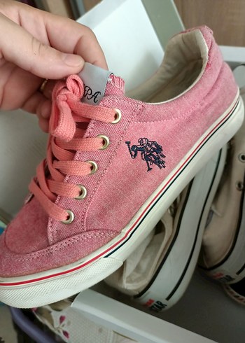 U.S Polo Assn. Pembe Bağcıklı keten poloKadın Spor Ayakkabı