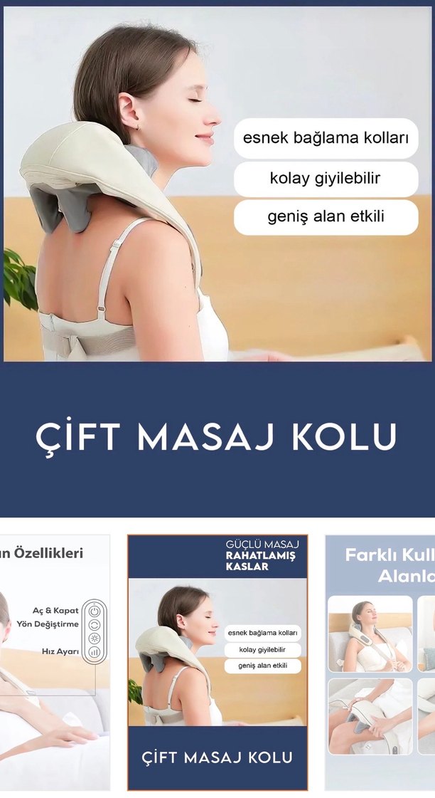 Beyaz Sırt ve Boyun Masaj Cihazı - Görsel 3