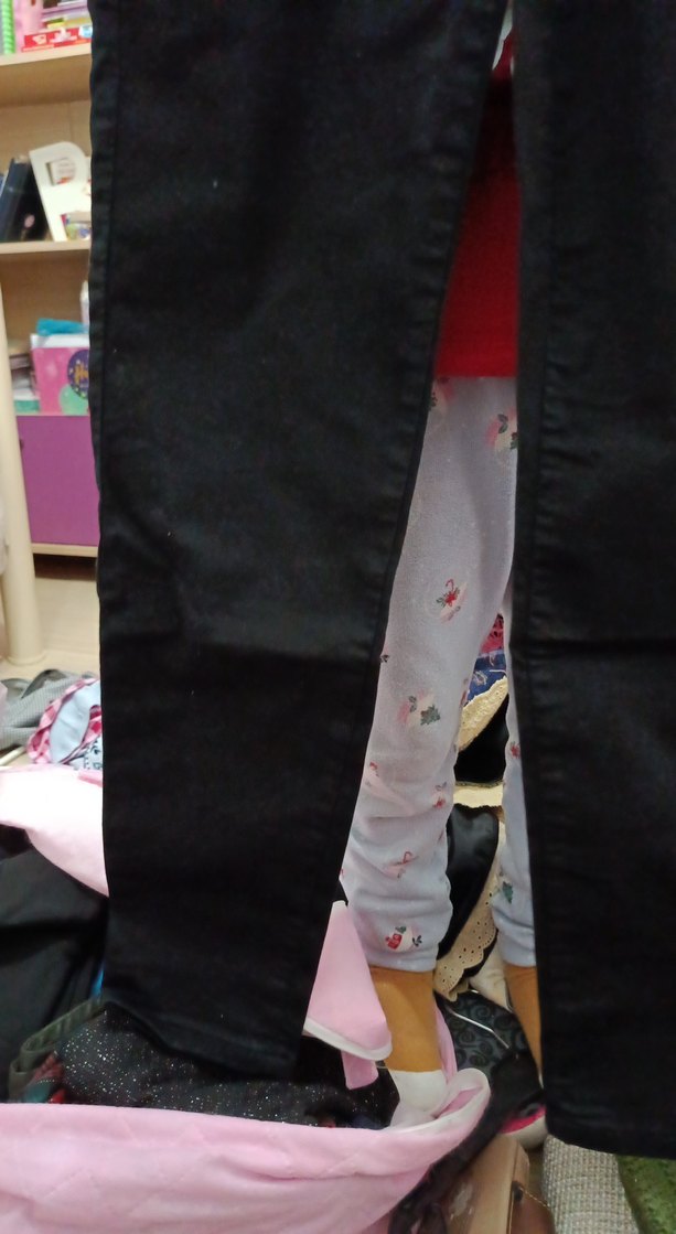 36 beden Kız Çocuk Siyah Elastik Bel Denim Pantolon - Görsel 2