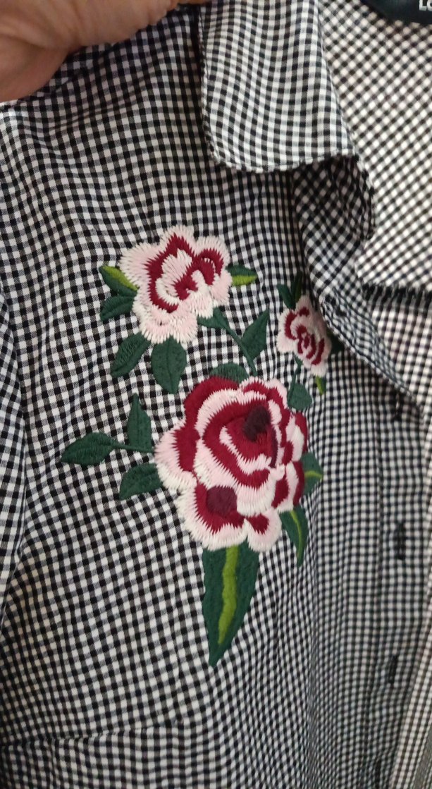 Bordo Nakışlı Uzun Kollu Kadın Gömlek - Görsel 4