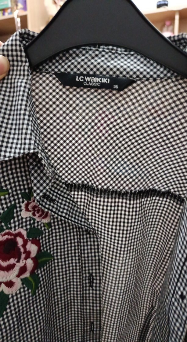 Bordo Nakışlı Uzun Kollu Kadın Gömlek - Görsel 2