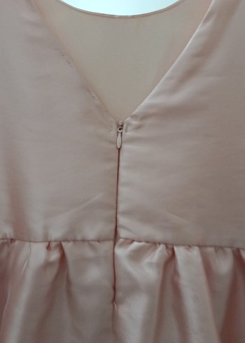 Pembe Saten Kız Çocuk Fiyonklu Elbise - Görsel 3