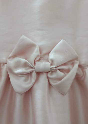 Pembe Saten Kız Çocuk Fiyonklu Elbise - Görsel 2