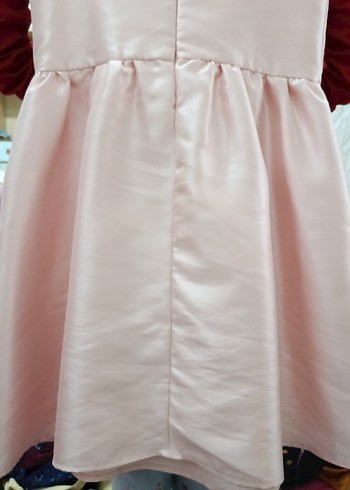 Pembe Saten Kız Çocuk Fiyonklu Elbise - Görsel 4