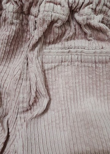 Kadın Pastel pudra fitili kadife Pantolon - Görsel 4