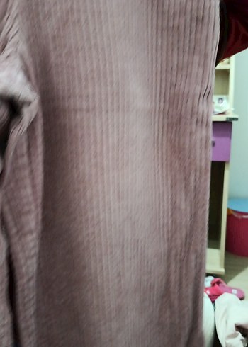 Kadın Pastel pudra fitili kadife Pantolon - Görsel 2