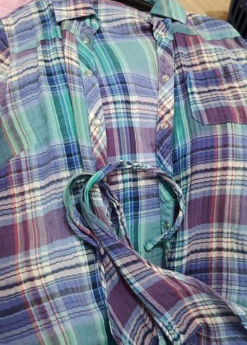 Düğmeli Çok Renkli Bohem Kadın Gömlek - Görsel 2