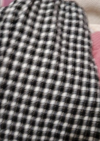 Siyah Beyaz Kareli Örme Kumaş Pantolon - Görsel 4