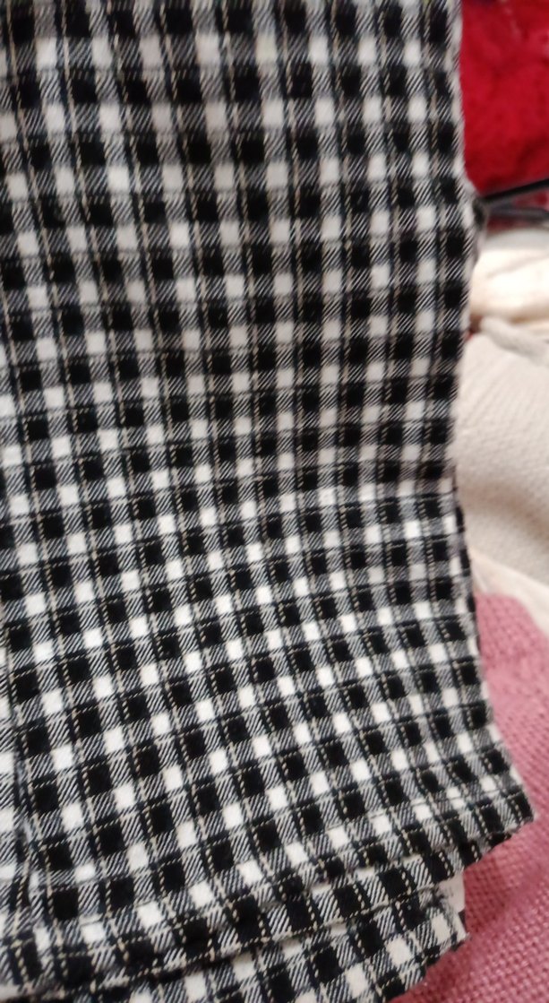 Siyah Beyaz Kareli Örme Kumaş Pantolon - Görsel 5