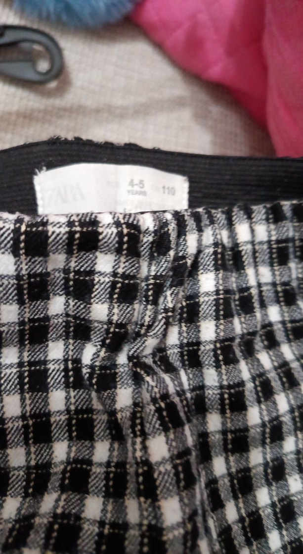 Siyah Beyaz Kareli Örme Kumaş Pantolon - Görsel 2