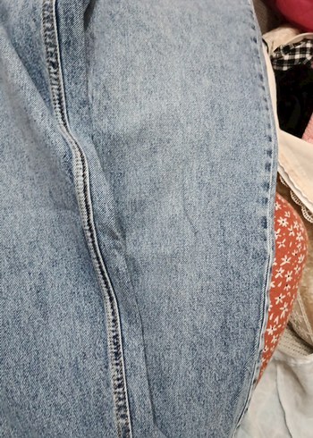 24 beden Gri Mavi Kadın Bol Kesim mom Denim Pantolon - Görsel 2