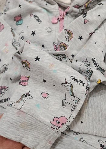 Kapüşonlu, Fermuarlı Gri Kız Çocuk sweatshirt - Görsel 4