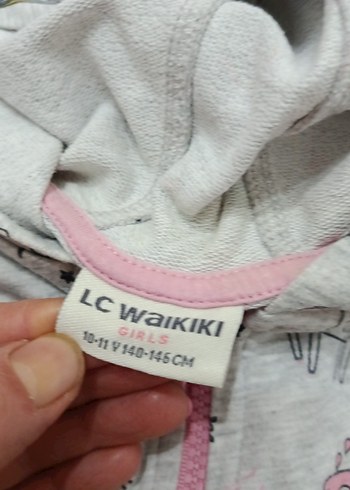 Kapüşonlu, Fermuarlı Gri Kız Çocuk sweatshirt - Görsel 3