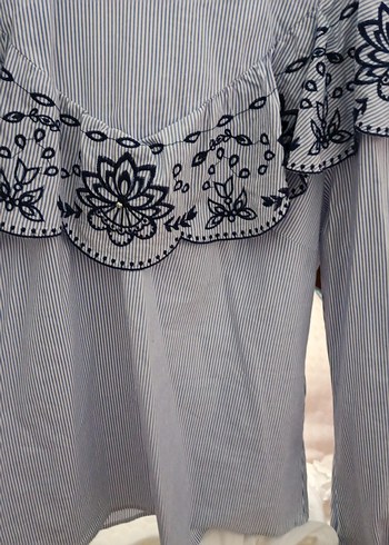 Kız Çocuk Nakışlı Fırfırlı Bohem Bluz - Görsel 2