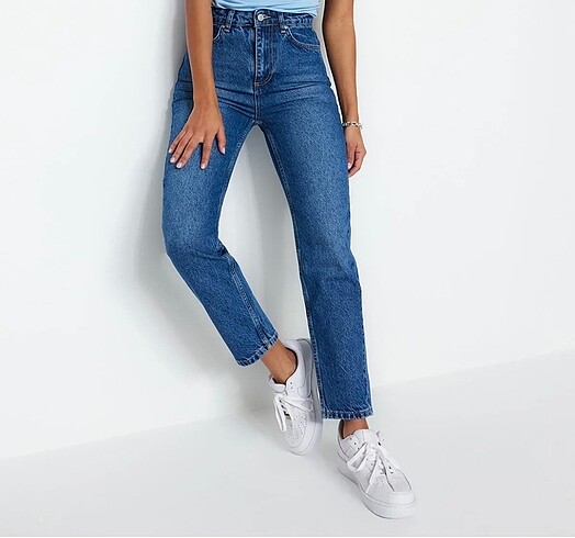 Mavi yüksek bel mom jeans