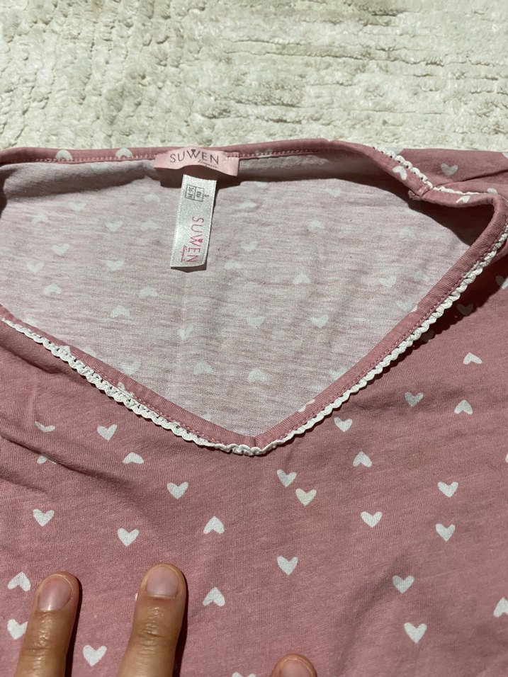 Pembe V Yaka  Uzun Kollu Tişört - Görsel 4