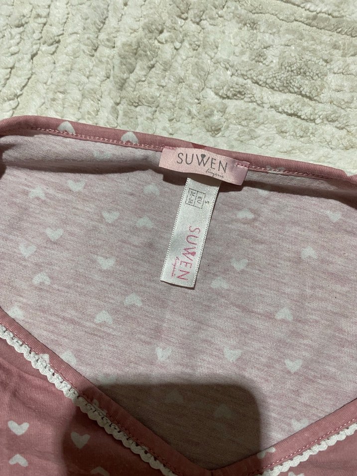 Pembe V Yaka  Uzun Kollu Tişört - Görsel 2