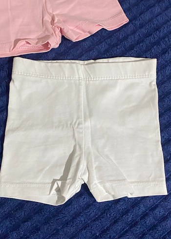 Kız Çocuk Pamuklu Beyaz ve Pembe Şort - Görsel 3