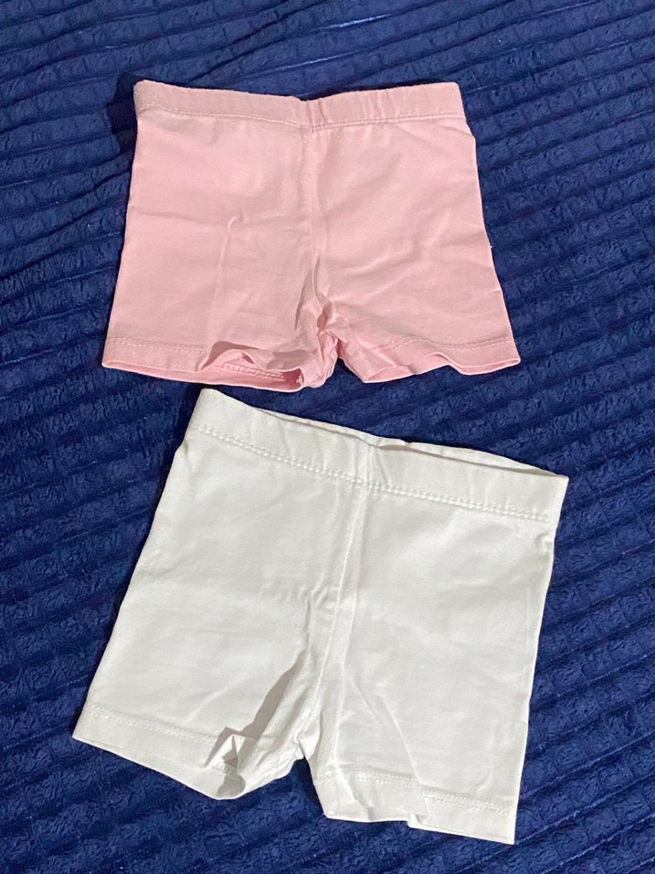 Kız Çocuk Pamuklu Beyaz ve Pembe Şort - Görsel 2