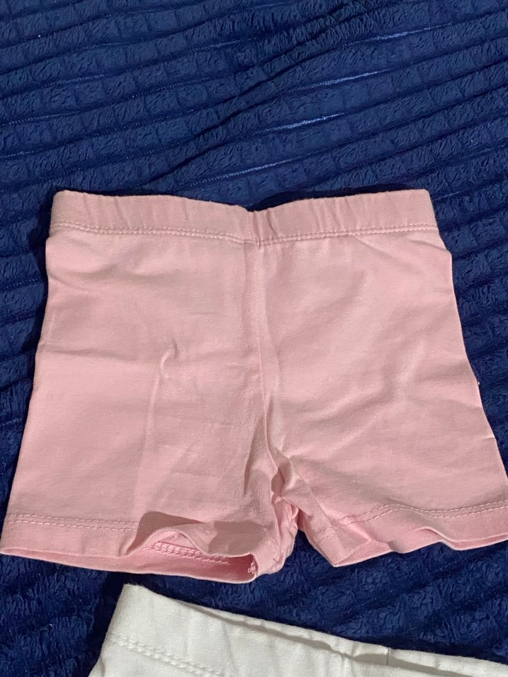 Kız Çocuk Pamuklu Beyaz ve Pembe Şort - Görsel 4