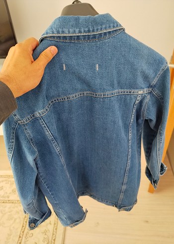 Düğmeli Mavi Kadın kot  Ceket - Görsel 2