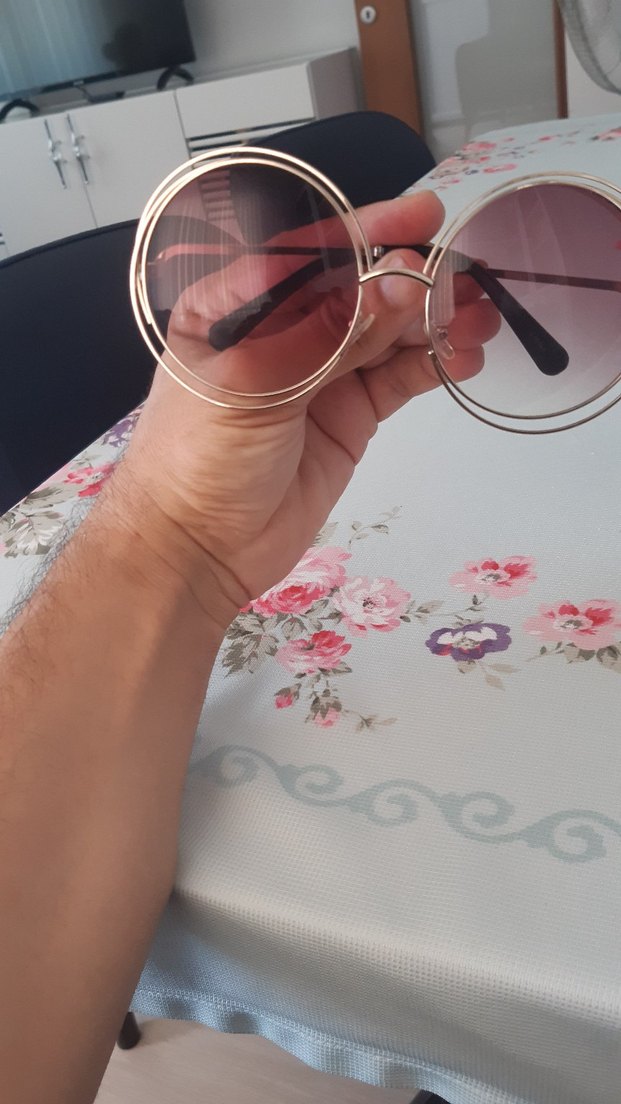 Şeffaf Pembe Vintage Yuvarlak Güneş Gözlüğü - Görsel 5