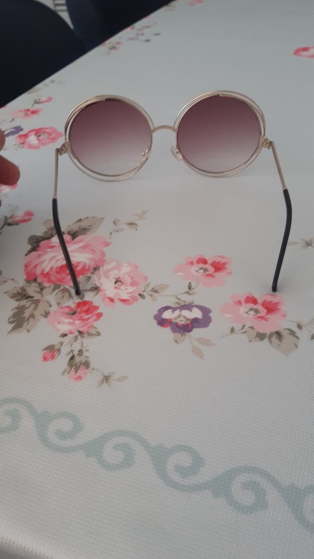 Şeffaf Pembe Vintage Yuvarlak Güneş Gözlüğü - Görsel 2