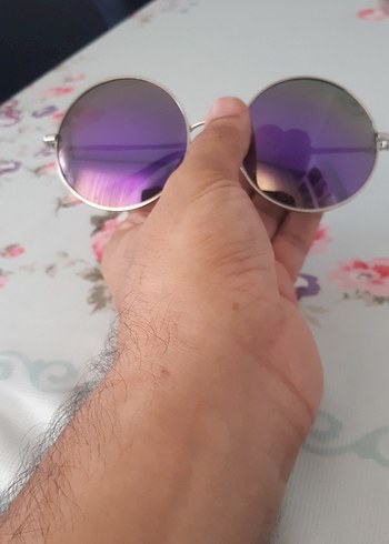 Parlak Mor Yuvarlak Kadın Güneş Gözlüğü - Görsel 5