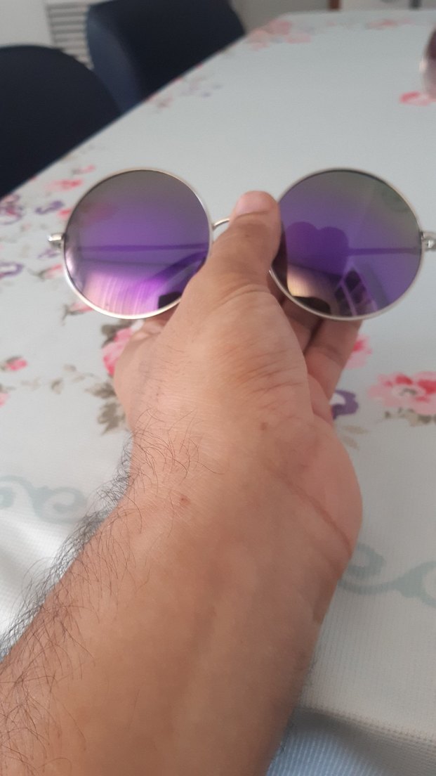 Parlak Mor Yuvarlak Kadın Güneş Gözlüğü - Görsel 5