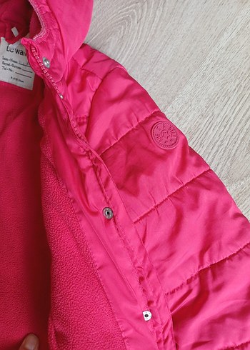 7 Yaş Beden pembe Renk Kız Çocuk Pembe Kapüşonlu Düğmeli Mont