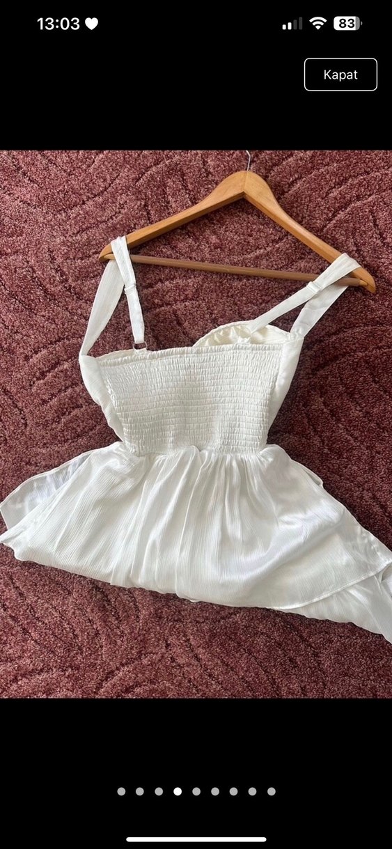 Beyaz Mini  Elbise - Görsel 2