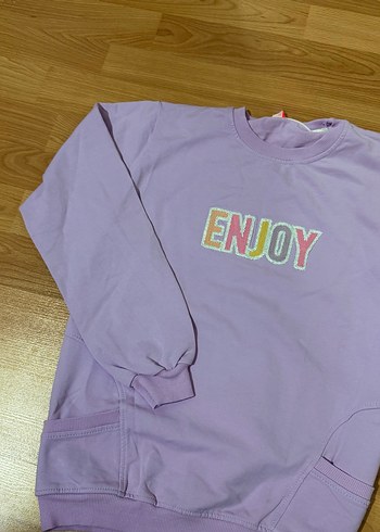 Renkli Baskılı Mor Kız Sweatshirt - Görsel 2