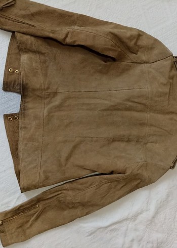 Bej Süet Kadın Biker Ceket - Görsel 3