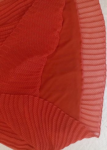 Kırmızı Pileli Uzun Bohem Elbise - Görsel 4