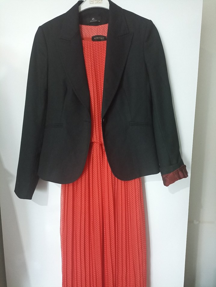 Kırmızı Pileli Uzun Bohem Elbise - Görsel 5