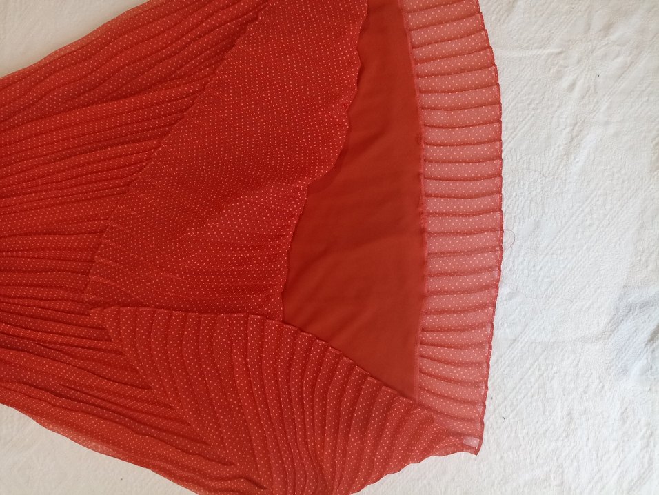 Kırmızı Pileli Uzun Bohem Elbise - Görsel 4