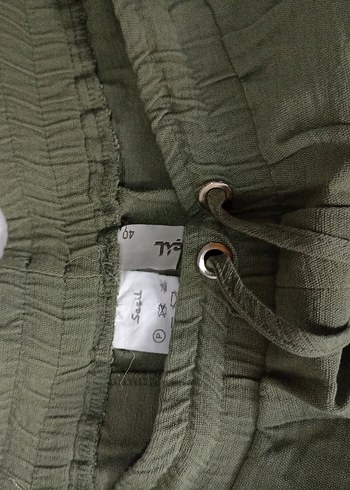 Kadın Keten boru paça Haki Pantolon - Görsel 2