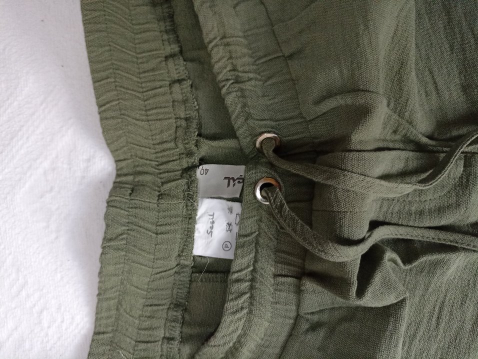 Kadın Keten boru paça Haki Pantolon - Görsel 2