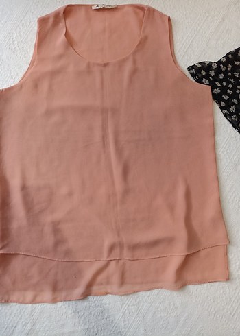 Pembe Kısa Drapeli V Yakalı Bluz - Görsel 5