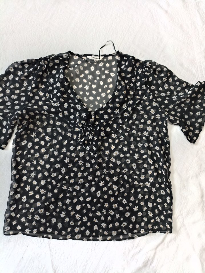 Pembe Kısa Drapeli V Yakalı Bluz - Görsel 2