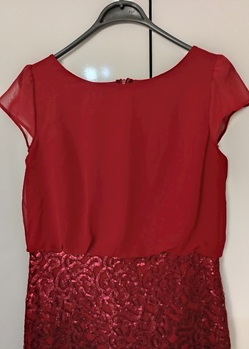 Bordo Uzun Abiye Elbise, Dökümlü, Kolsuz - Görsel 2